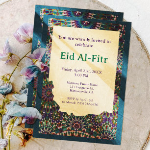 Eid Celebration ornamental Blue Eid Party Eid Einladung