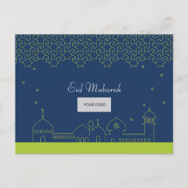 Eid Corporate Postcard - Blue & Green Einladungspostkarte