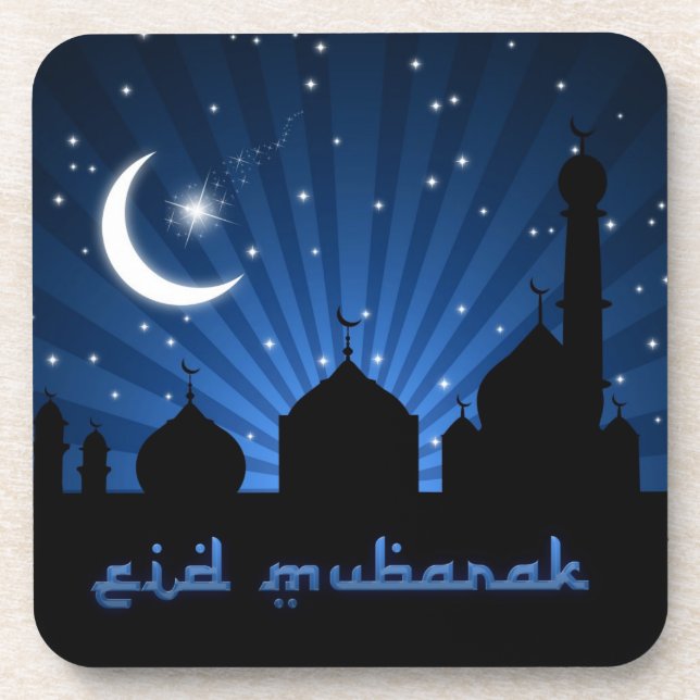 Eid Mosque Blue Night Getränkeuntersetzer (Vorderseite)