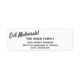 Eid Moubarak Adresse de retour Sticker Étiquette
