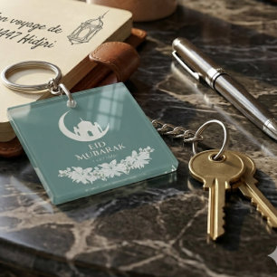 Eid Mubarak 1447 Hijri Halbmond- und Moscheedesign Schlüsselanhänger
