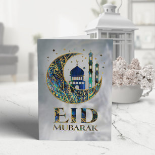 Eid Mubarak - Abalone Muschel, Perl und Gold Karte