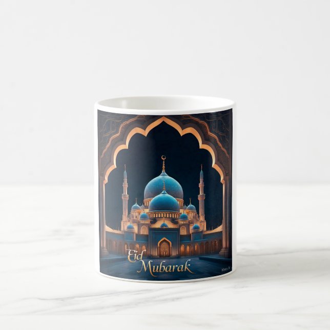 Eid Mubarak Blue Mosque Nightscape Kaffeetasse (Mittel)