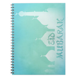 Eid Mubarak Blue Watercolor Moschee - Notebook Notizblock