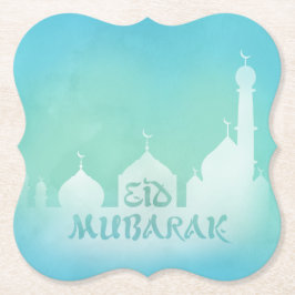Eid Mubarak Blue Watercolor Moschee - Paper Unters Untersetzer