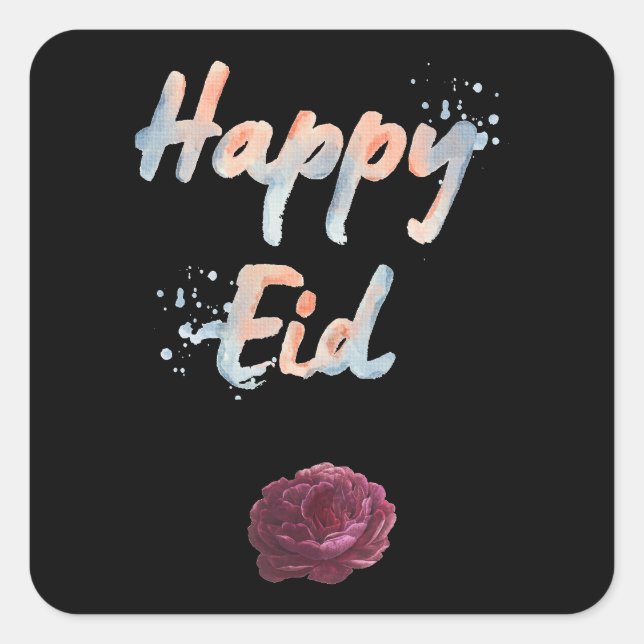 Eid Mubarak Blumen- und Pastellfarben Quadratischer Aufkleber (Vorderseite)