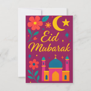 Eid Mubarak - Bunt für Kinder Moschee Blumen Einladung