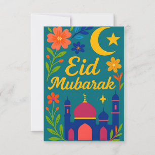 Eid Mubarak - Bunt für Kinder Moschee Blumen Einladung