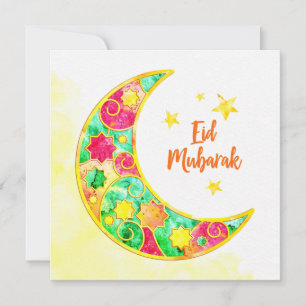 Eid Mubarak Colorful Crescent Feiertagskarte