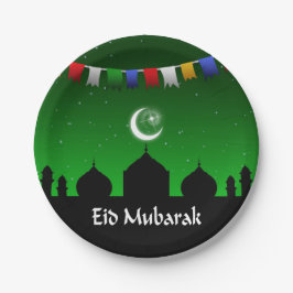 Eid Mubarak Colorful Gardens Pappteller