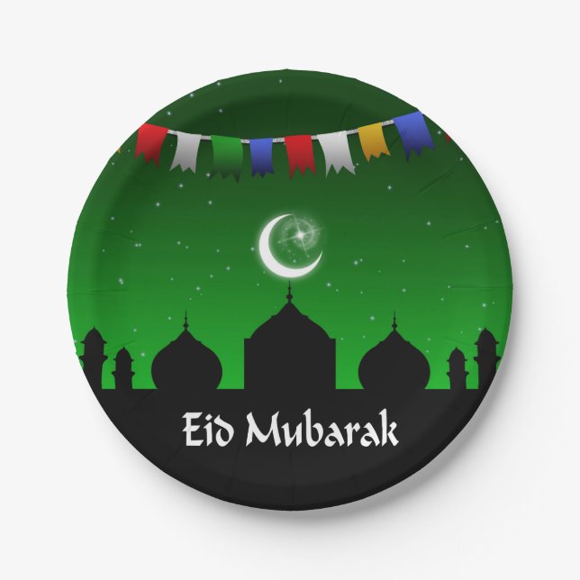 Eid Mubarak Colorful Gardens Pappteller (Vorderseite)