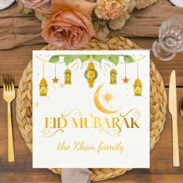 Eid Mubarak Custom Gold White Lanterns + Mond Serviette