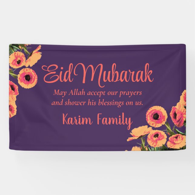 Eid Mubarak Custom Islam Wohngestaltung Floral Lil Banner (Horizontal)