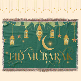 Eid Mubarak Elegante Green Gold Lattern Moon Stars Decke