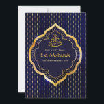 Eid Mubarak Family Foto Gruß Karte<br><div class="desc">Blue und gold eid mubarak Familie/Paar Foto Grüße Karte entwickelt,  um schnell und einfach auf Ihre Bedürfnisse angepasst werden.</div>