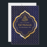 Eid Mubarak Family Foto Gruß Karte<br><div class="desc">Blue und gold eid mubarak Familie/Paar Foto Grüße Karte entwickelt,  um schnell und einfach auf Ihre Bedürfnisse angepasst werden.</div>