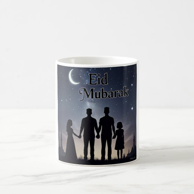 Eid Mubarak Family Silhouette Kaffeetasse (Mittel)