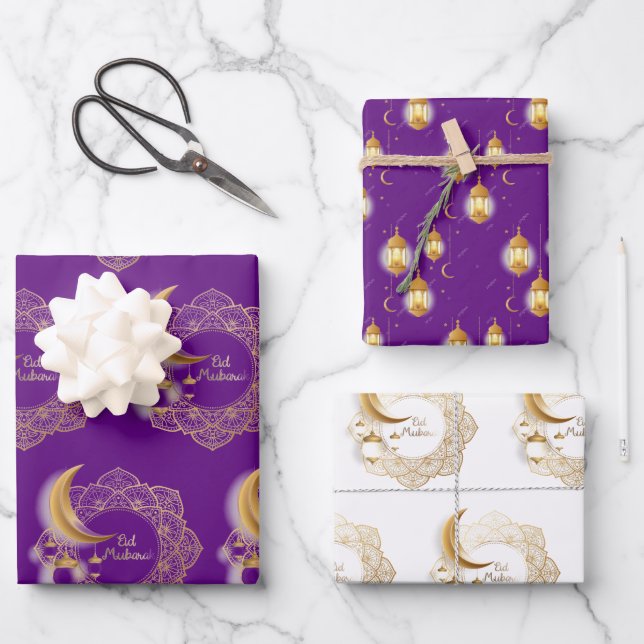 Eid Mubarak fanoos Geschenkpapier Set (Vorderseite)