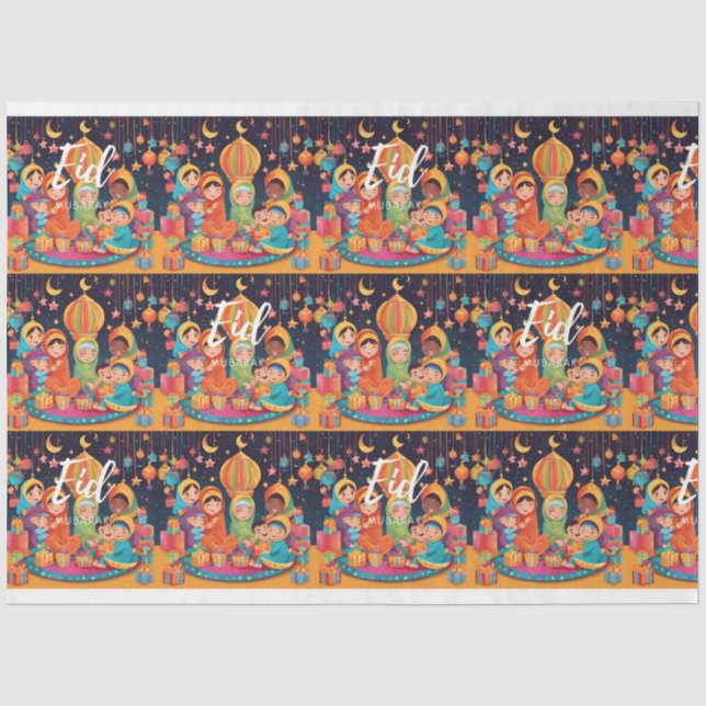 Eid Mubarak Festival Scene Wrapping Geschenkpapier Seidenpapier (Vorderseite)