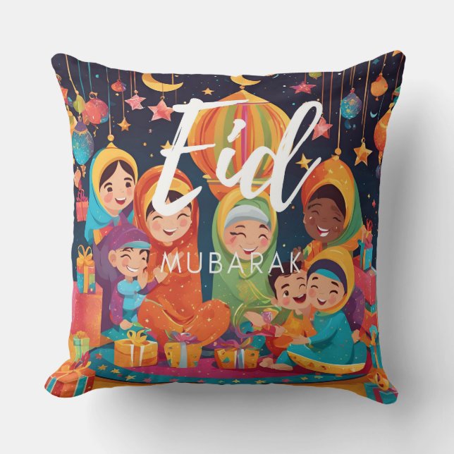 Eid Mubarak Festive Scene Cushion Kissen (Vorderseite)