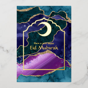 Eid Mubarak Galaxy und Gold Achat Folie Feiertags Folien Feiertagskarte