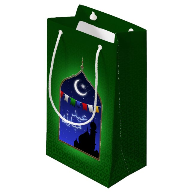 Eid Mubarak Garland Moon Kleine Geschenktüte (Vorderseite Schrägansicht)
