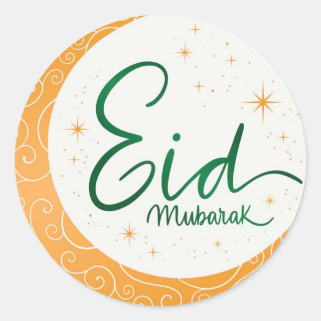 Eid Mubarak Gold Moslems Dekorationen Runder Aufkleber (Vorderseite)