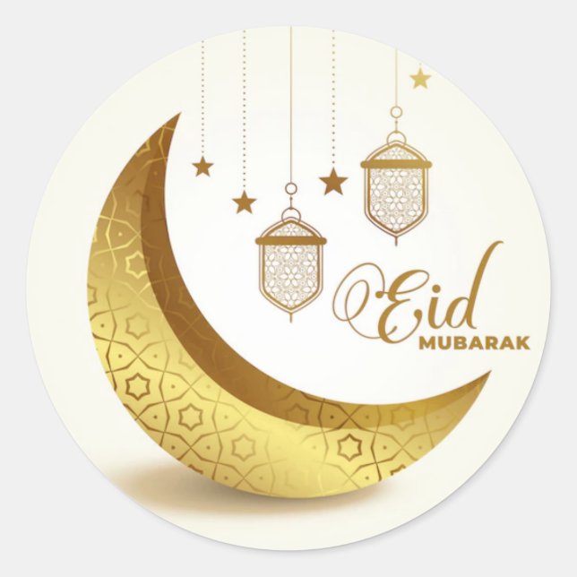 Eid Mubarak Gold Mubarak Runder Aufkleber (Vorderseite)