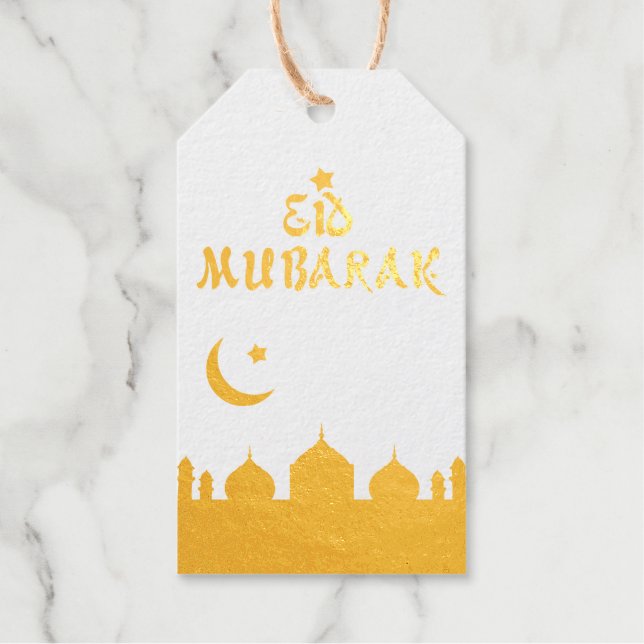 Eid Mubarak Gold Silhouette Moschee Star Geschenkanhänger (Vorderseite)