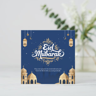 Eid Mubarak Golden & Blau Karte