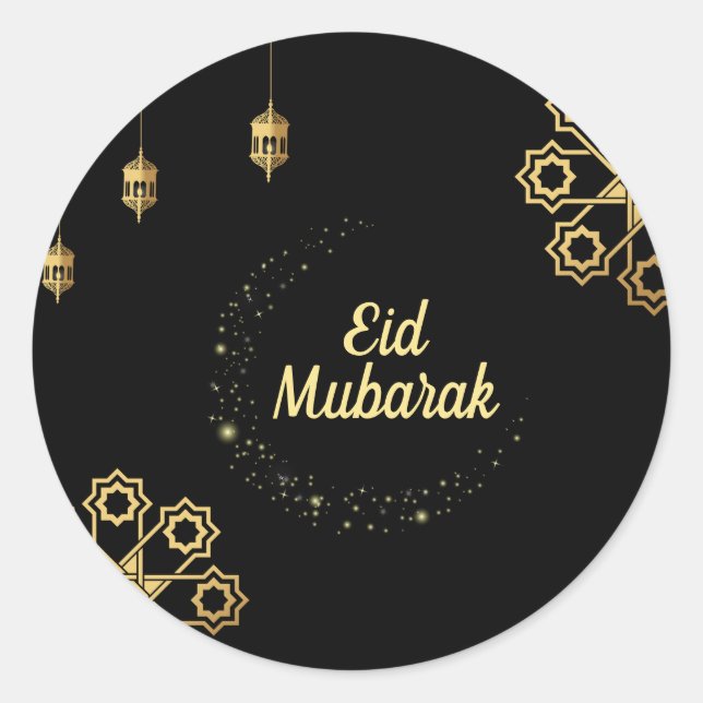 Eid Mubarak Golden Customizing Runder Aufkleber (Vorderseite)