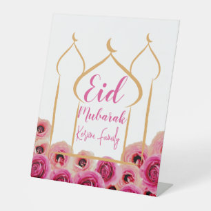 Eid Mubarak Golden Moschee Rose Blossom Lila Sockelschild