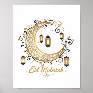 Eid Mubarak Goldener Halbmond Poster