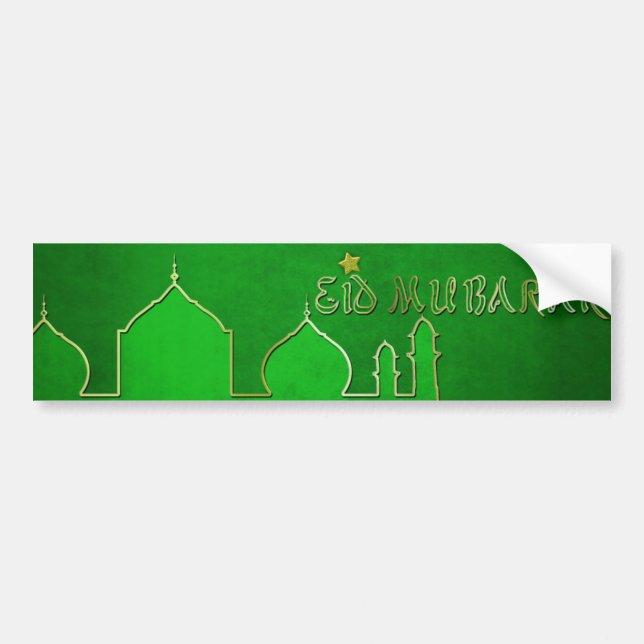 Eid Mubarak Green Gold Moschee Autoaufkleber (Vorne)
