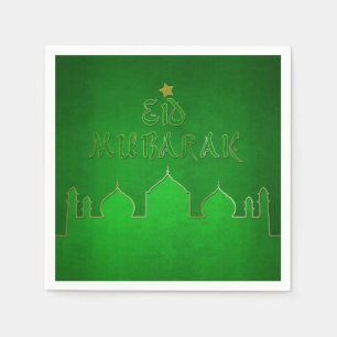 Eid Mubarak Green Gold Moschee Serviette