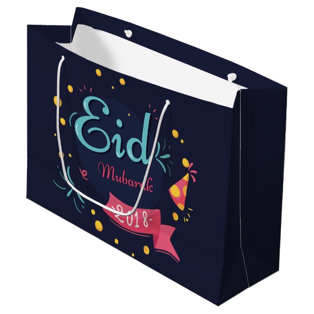 Eid Mubarak Große Geschenktüte (Vorderseite Schrägansicht)
