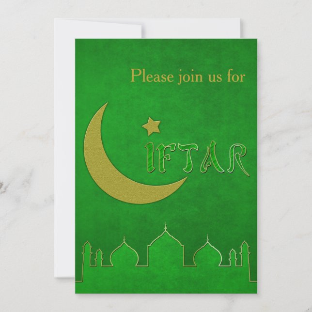 Eid Mubarak Grüne Goldene Moschee - Iftar-Einladun Einladung (Vorderseite)