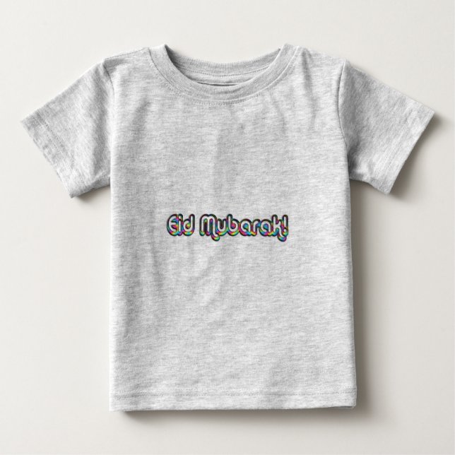 Eid Mubarak Gruß Regenbogenfarben Typografie Baby T-shirt (Vorderseite)