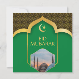 Eid Mubarak im grünen Hintergrund Einladung