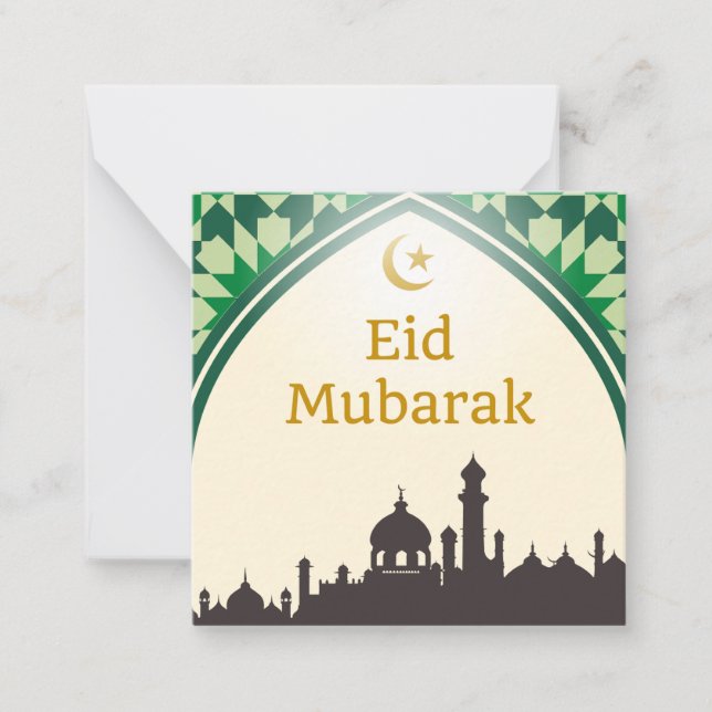 Eid Mubarak im hellgelben Hintergrund Mitteilungskarte (Vorderseite)