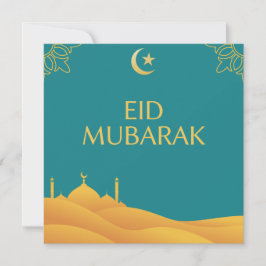 Eid Mubarak im türkisfarbenen Hintergrund Einladung