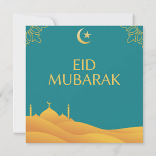 Eid Mubarak im türkisfarbenen Hintergrund Einladung
