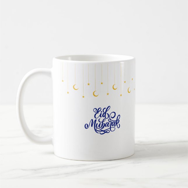 Eid Mubarak in blauer Farbe Kaffeetasse (Links)