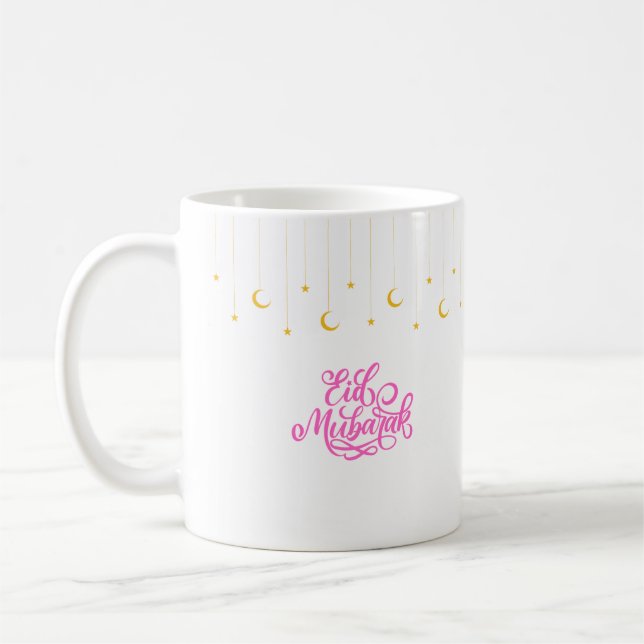 Eid Mubarak in rosa Farbe Kaffeetasse (Links)