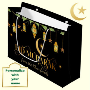 Eid Mubarak Individuelle Name Rodelbahn mit Aussic Große Geschenktüte