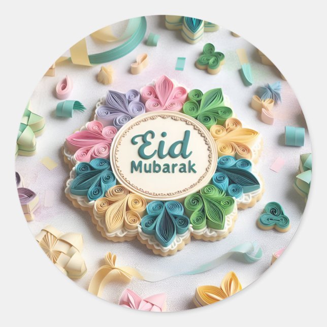 eid mubarak islam day runder aufkleber (Vorderseite)