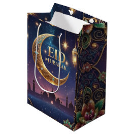 Eid Mubarak Islamic celebration Gold And navy Mittlere Geschenktüte