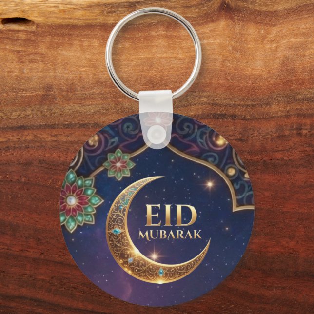 Eid Mubarak Islamic celebration Gold And navy Schlüsselanhänger (Rückseite)