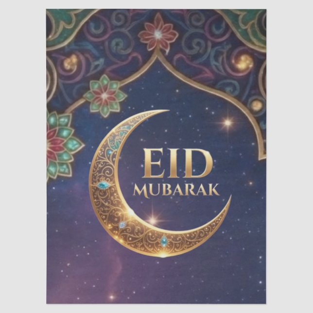 Eid Mubarak Islamic celebration Gold And navy Seidenpapier (Vorderseite)