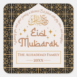 Eid Mubarak Islamischer Urlaub Elegantes Schwarzes Quadratischer Aufkleber